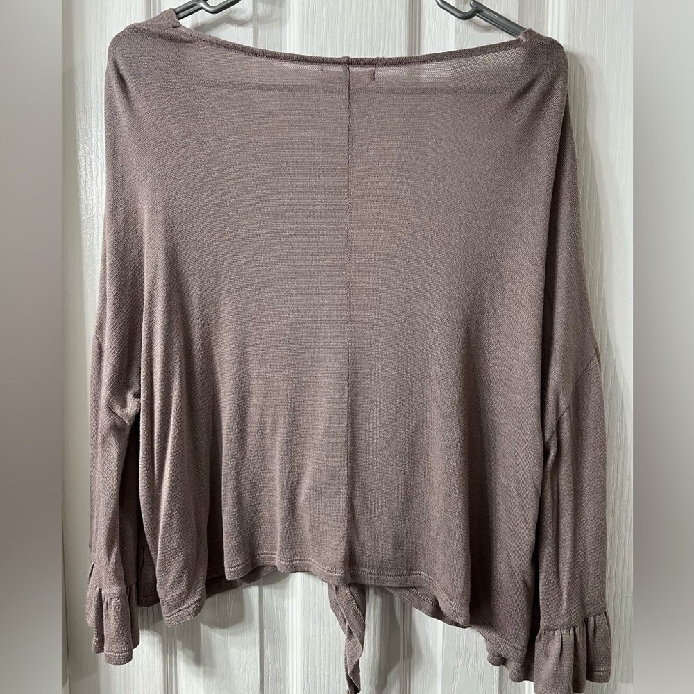 Maurices Tie Front Cardigan with 3/4 Bell Open Arms - Picture 2 of 6
